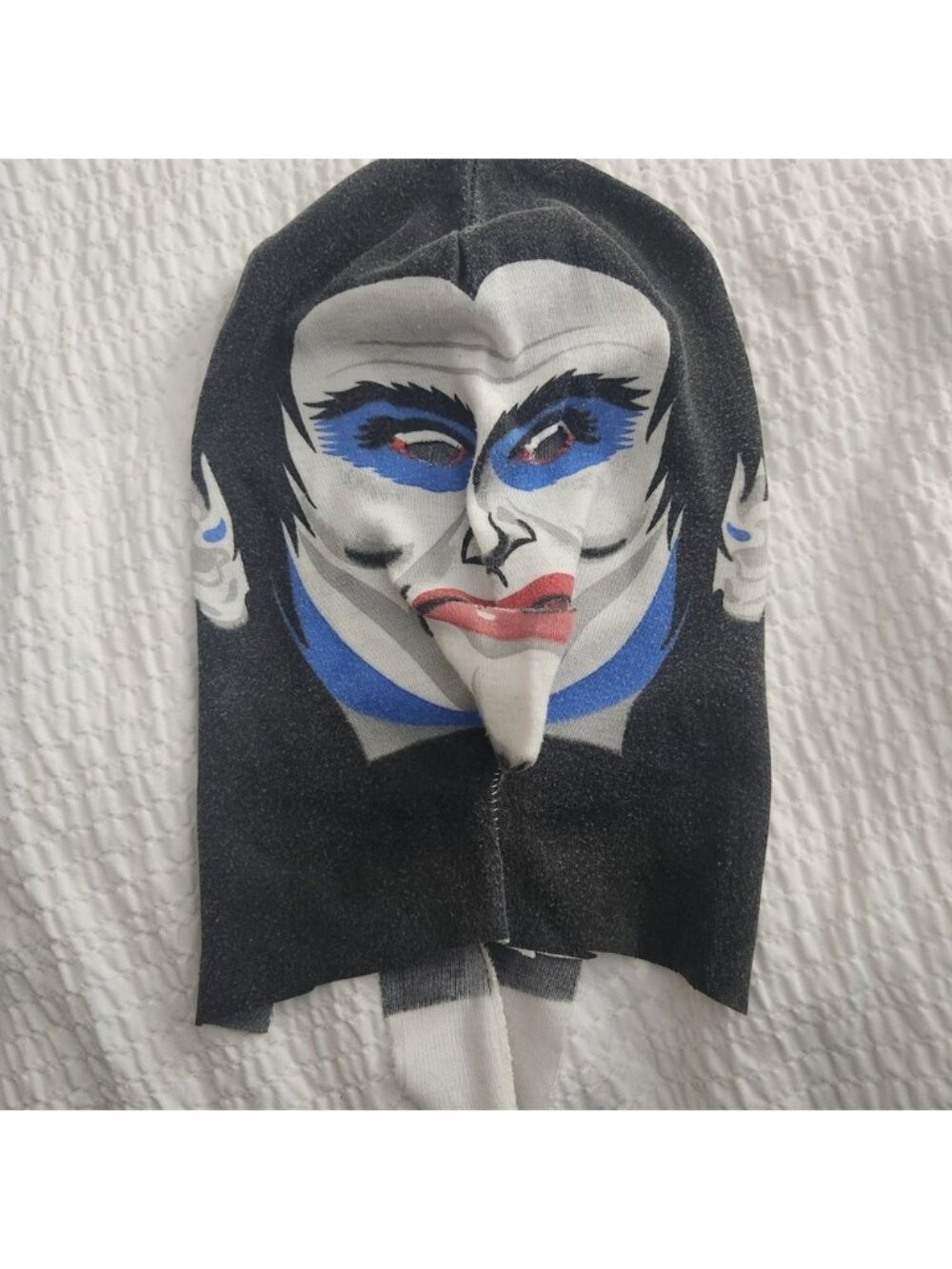 Vintage Novelty Face Print Balaclava Knit Mask Grey Blue Red Halloween Costume